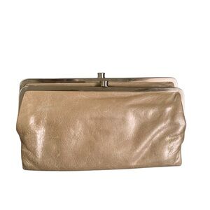 HOBO Shimmer Cream Leather Clutch